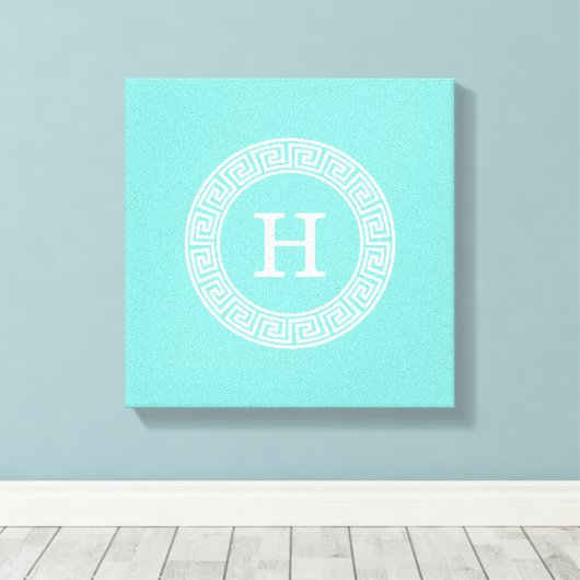 Toile Robin Oeuf Wht Clé Grecque Rnd XL Cadre En Monogra (Insitu (Plancher de Bois))