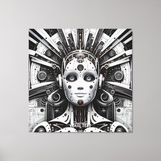 Toile Robot Imaginaire mignon noir blanc (Recto)