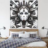 Toile Robot Imaginaire mignon noir blanc (Insitu(Chambre))