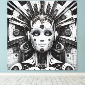 Toile Robot Imaginaire mignon noir blanc (Insitu (Plancher de Bois))