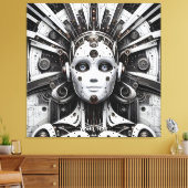 Toile Robot Imaginaire mignon noir blanc (Insitu(Salon))