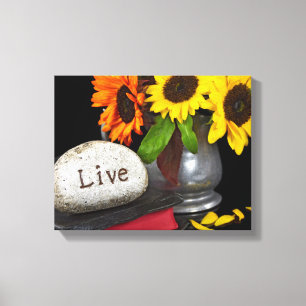 Toile Rocher sur la Sainte Bible avec des tournesols