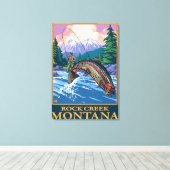 Toile Rock Creek, MontanaFly Fishing Scene (Insitu (Plancher de Bois))