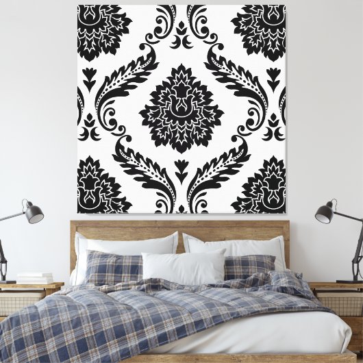Toile Rococo Damask Lg Pattern Black on White (Insitu(Chambre))
