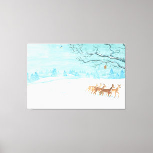 Toile Roe Deer hiver paysage neigeux