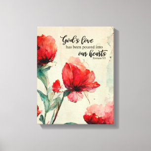 Toile Romains 5:5 La Bible Amoureuse de Dieu Verse Fleur