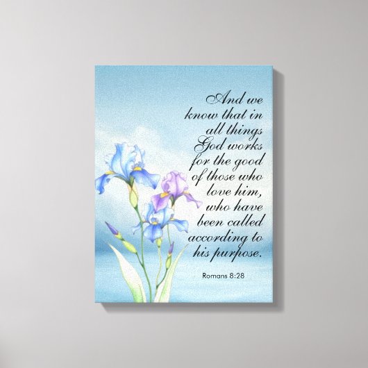 Toile Romans 8:28 Iris Aquarelle (Recto)