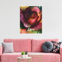 Romantique Or Bourgogne Rouge Rose Floral Amour