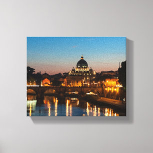 Toile Rome de nuit, Saint-Pierre et la ville du Vatican