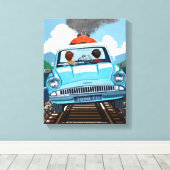 Toile Ron & HARRY POTTER™ en voiture volante vers HOGWAR (Insitu (Plancher de Bois))