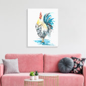 Toile Rooster Splash - Aquarelle Portrait (Insitu(Salon))
