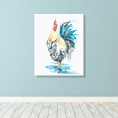 Toile Rooster Splash - Aquarelle Portrait (Insitu (Plancher de Bois))