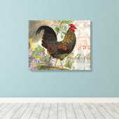 Toile Rooster vintage Français Collage Ferme Animaux dom (Insitu (Plancher de Bois))
