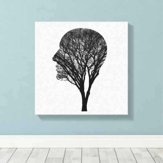 Toile Rooted Mind – Human Profile Tree Silhouette Art (Insitu (Plancher de Bois))