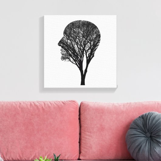 Toile Rooted Mind – Human Profile Tree Silhouette Art (Insitu(Salon))