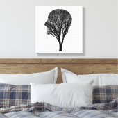 Toile Rooted Mind – Human Profile Tree Silhouette Art (Insitu(Chambre))