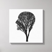 Toile Rooted Mind – Human Profile Tree Silhouette Art (Recto)
