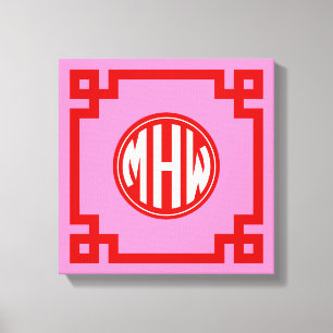 Toile Rose #3 Cercle Monogramme Police DIY BG
