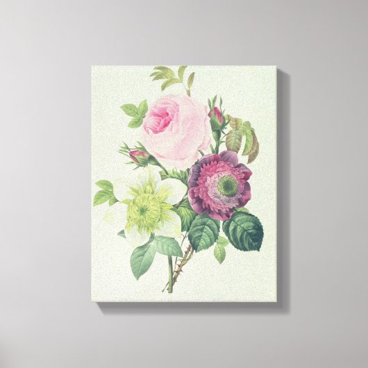 Toile Rose, anémone et clématide (Recto)