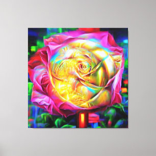 Toile Rose arc-en-ciel psychédélique
