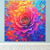 Toile Rose Bloom Abstrait Low Poly Art (Insitu (Plancher de Bois))