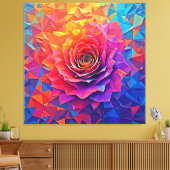 Toile Rose Bloom Abstrait Low Poly Art (Insitu(Salon))