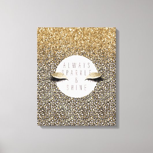 Toile Rose Blush or Empreinte de léopard Glitzy yeux (Recto)