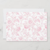 Toile rose Bow Baptême Girl Photo Invitation (Dos)