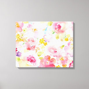 Toile Rose d'aquarelle du milieu de l'été floral
