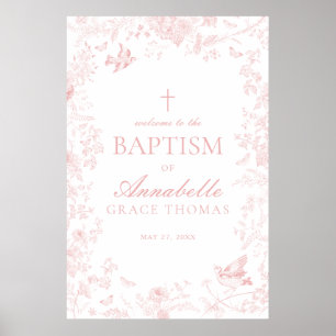 Toile Rose De Jouy Floral Baptism Affiche de bienv