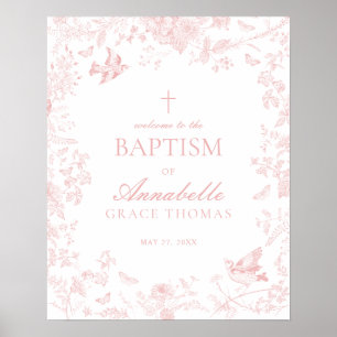 Toile Rose De Jouy Floral Baptism Affiche de bienv