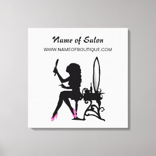 Toile Rose de salon de beauté et signe Girly noir de