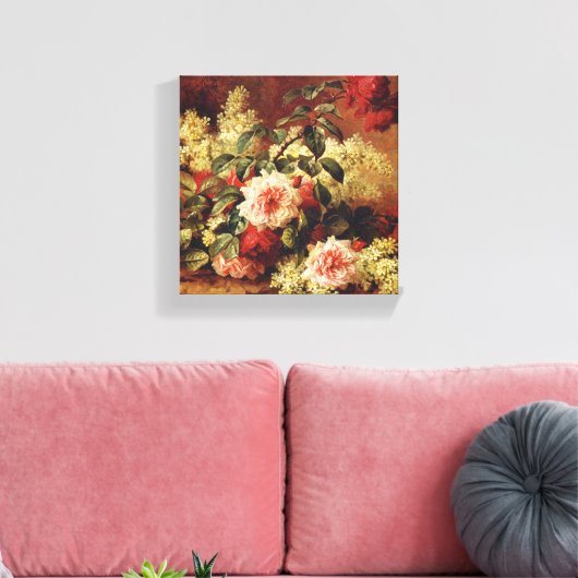 Toile Rose et acajou par de Longpre Wrapped Canvas (Insitu(Salon))