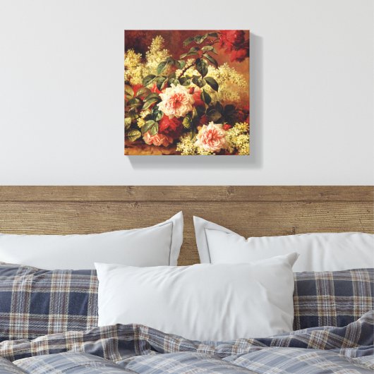 Toile Rose et acajou par de Longpre Wrapped Canvas (Insitu(Chambre))