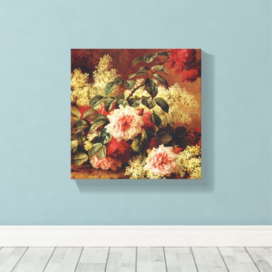 Toile Rose et acajou par de Longpre Wrapped Canvas (Insitu (Plancher de Bois))