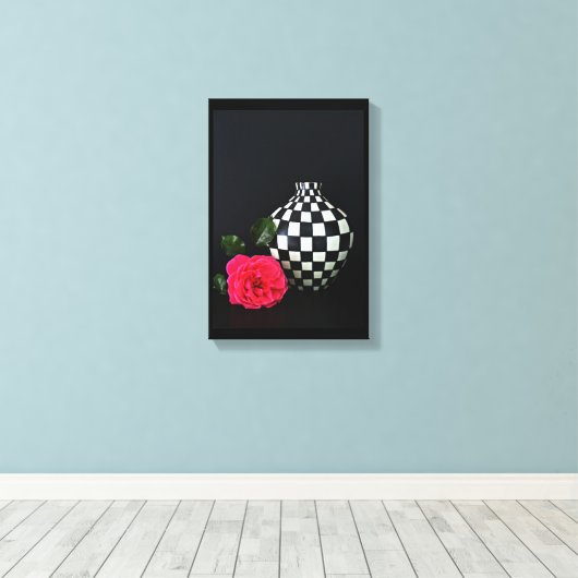 Toile Rose et vase checkered (Insitu (Plancher de Bois))