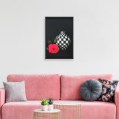 Toile Rose et vase checkered (Insitu(Salon))