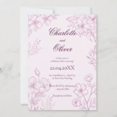 Toile rose Faire-part de mariage florale (Devant)