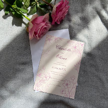 Toile rose Faire-part de mariage florale