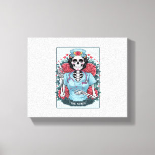Toile Rose Floral Skeleton Nurse Carte Tarot Halloween E