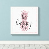 Toile Rose Gold Dots Ananas Soyez heureux (Insitu (Plancher de Bois))