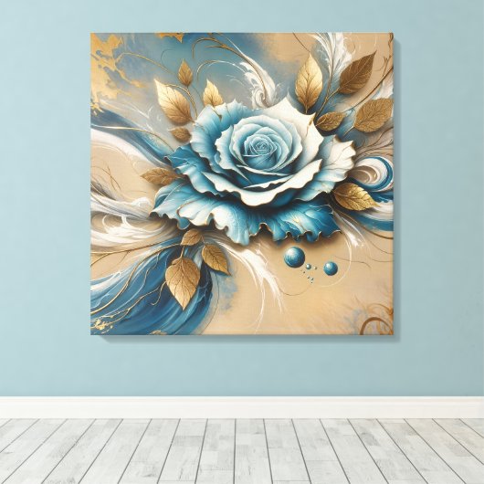 Toile Rose Gold et Turquoise (Insitu (Plancher de Bois))
