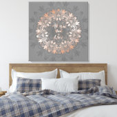 Toile Rose Gold Grey Floral Mandala Love (Insitu(Chambre))