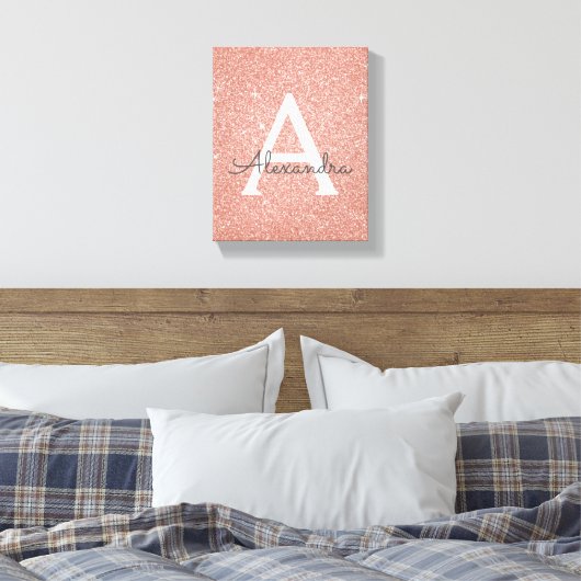 Toile Rose Gold Sparkle Parties scintillant Monogramme N (Insitu(Chambre))