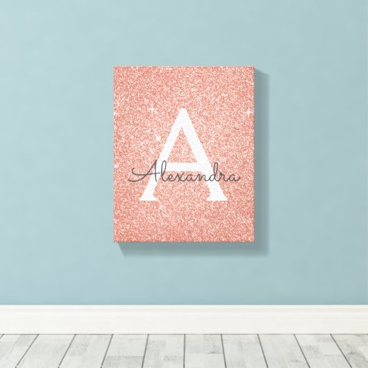 Toile Rose Gold Sparkle Parties scintillant Monogramme N (Insitu (Plancher de Bois))