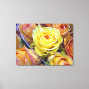 Toile Rose jaune et orange