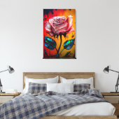 Toile Rose lunatique et peinture à goutte (Insitu(Chambre))
