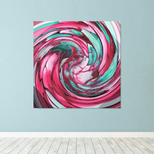 Toile Rose N Turquoise Abstrait Dauphin vs Eagle Canvas (Insitu (Plancher de Bois))