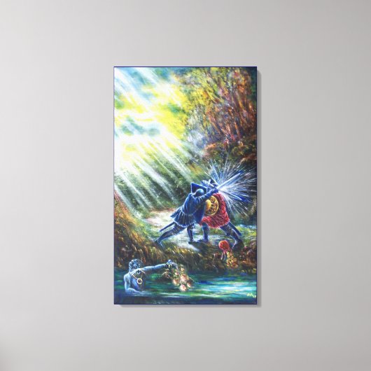 Toile ROSE OUBLIÉ combattant les chevaliers, l'argent et (Recto)