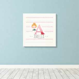 Toile Rose Pâle « A » Monogramme Ballerine Art 